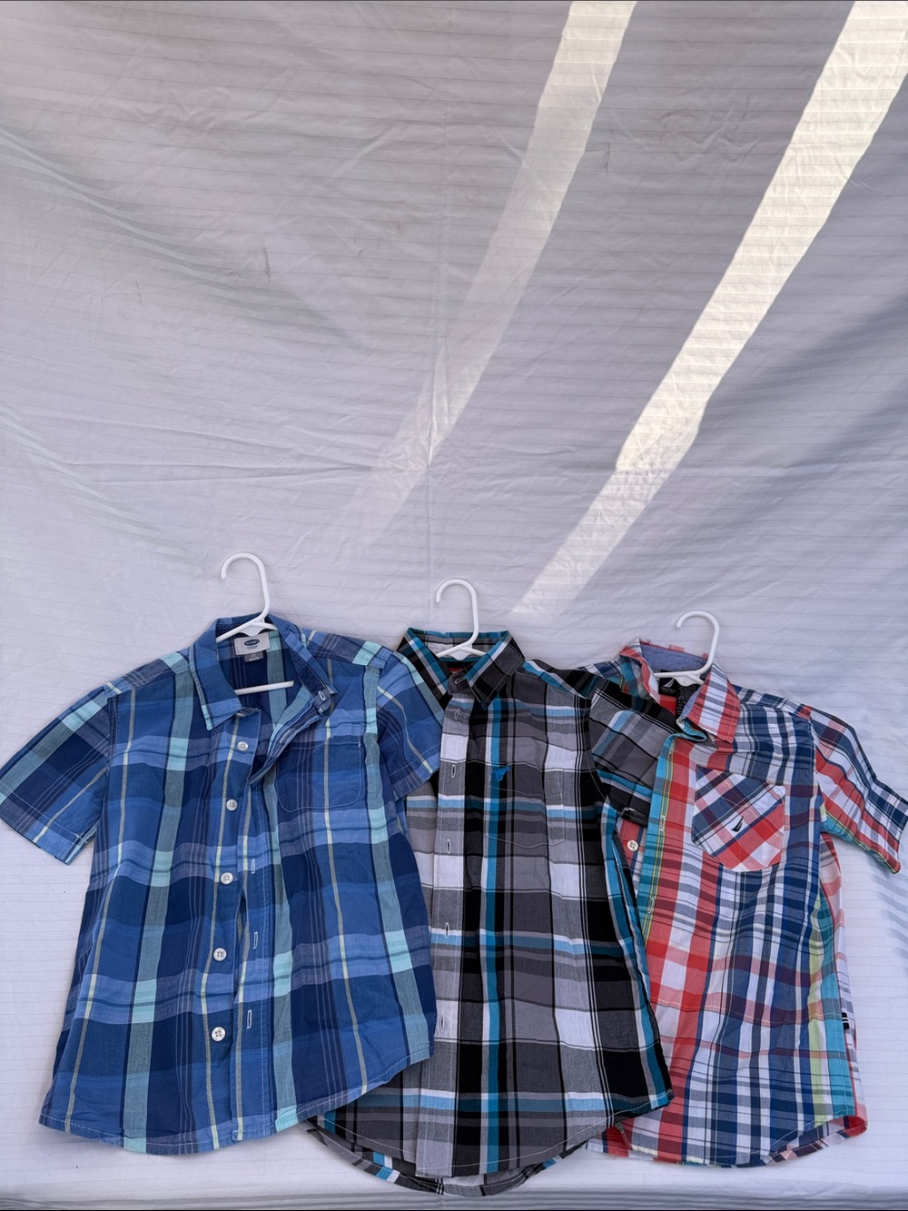 Lot of 3, Boys' Short-Sleeve Plaid Button-Up Shirts